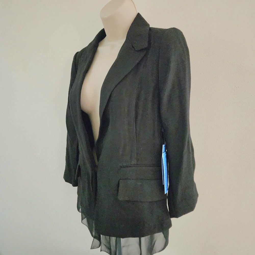 Simply Vera Vera Wang Black Chiffon Trim Women's Blazer Size: M - Picture 3 of 9